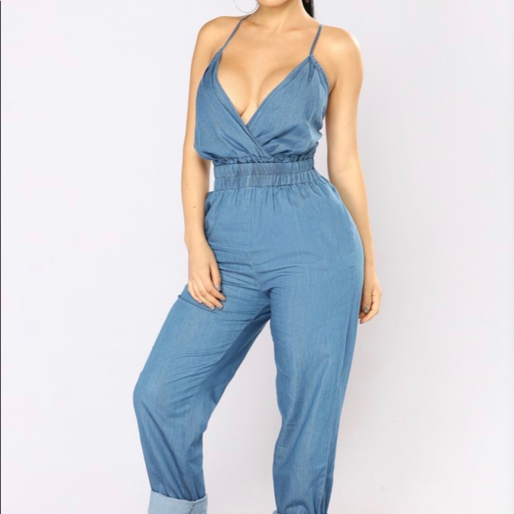 Fashion Nova Jean Jumpsuit-Size M
